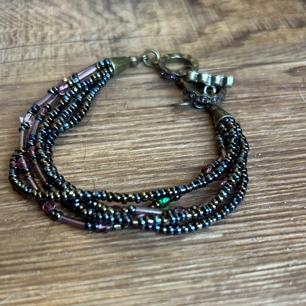 Handmade Pink and Hematite Beaded Wrap Bracelet